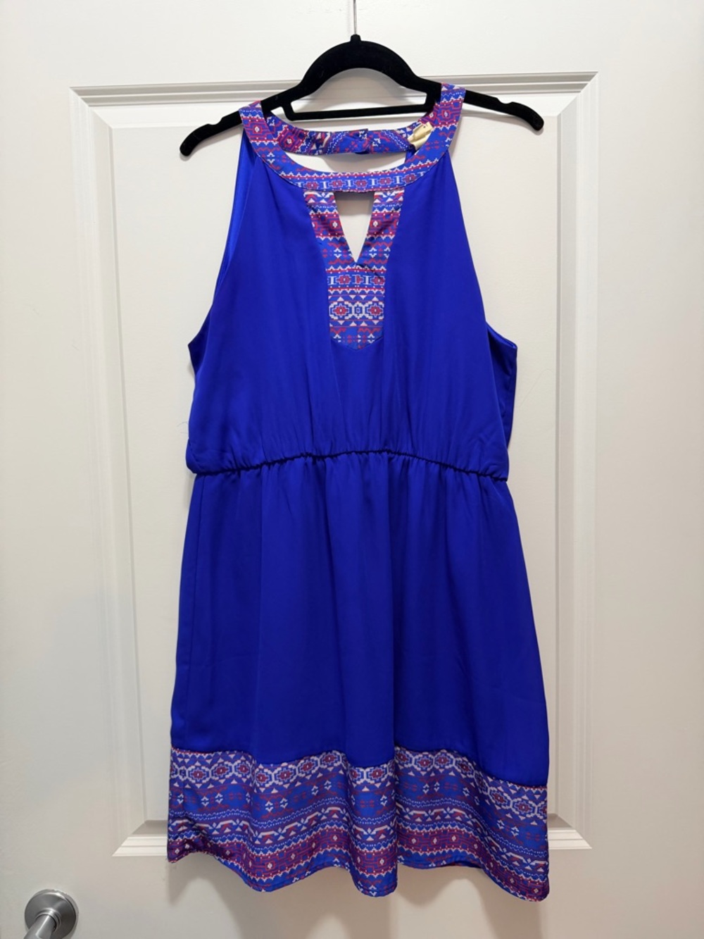 Pink Owl Royal Blue Sleeveless Mini Dress